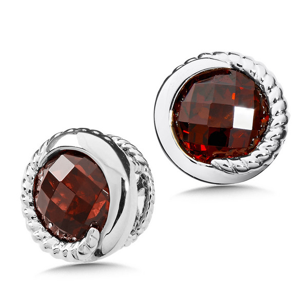 Garnet Earrings in Sterling Silver