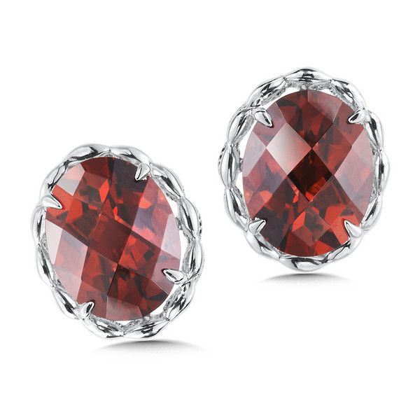 Garnet Earrings in Sterling Silver