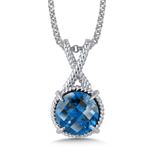 London Blue Topaz Pendant in Sterling Silver