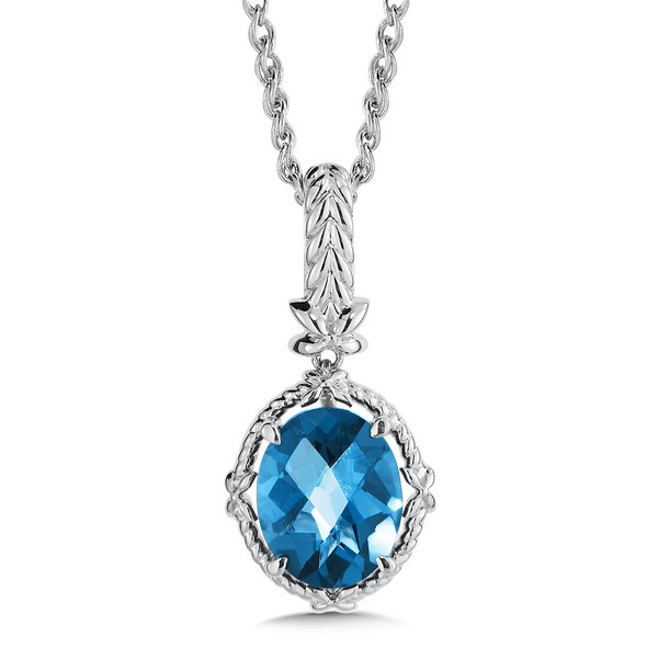 London Blue Topaz Pendant in Sterling Silver