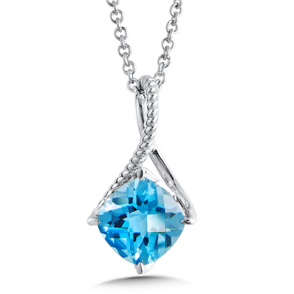 Blue Topaz Pendant in Sterling Silver