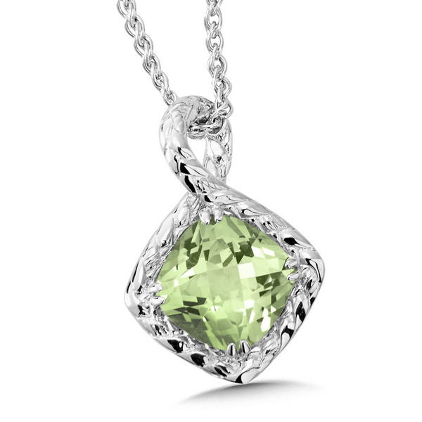 Green Amethyst Pendant in Sterling Silver