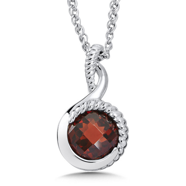 Garnet Pendant in Sterling Silver