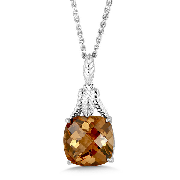 Honey Citrine Pendant in Sterling Silver