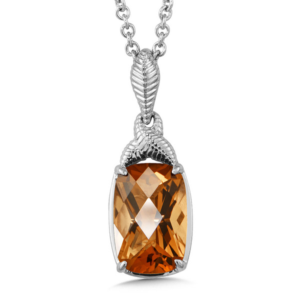 Honey Citrine Pendant in Sterling Silver