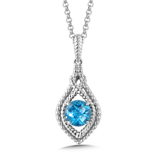 Blue Topaz Pendant in Sterling Silver