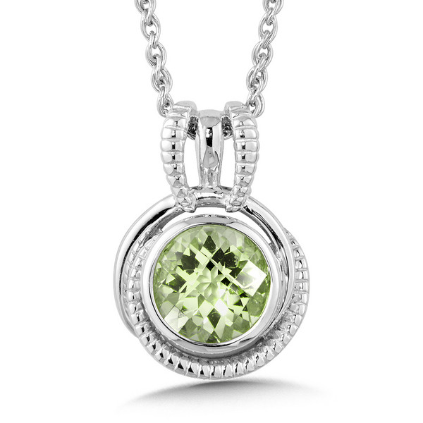 Green Amethyst Pendant in Sterling Silver