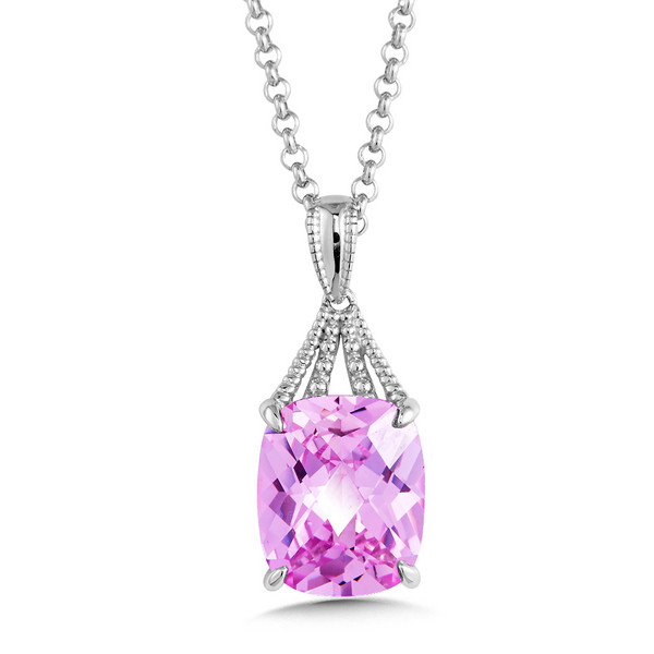 Pink Sapphire Pendant in Sterling Silver