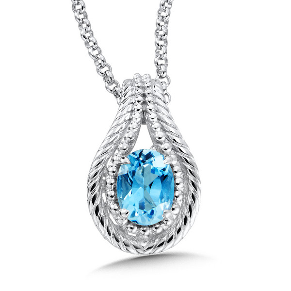 Blue Topaz Pendant in Sterling Silver