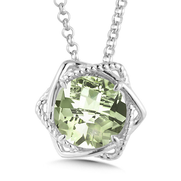 Green Amethyst Pendant in Sterling Silver