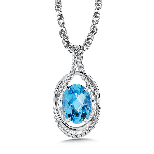 Blue Topaz Pendant in Sterling Silver