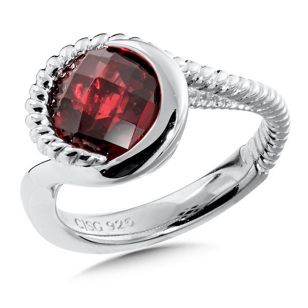 Garnet Ring in Sterling Silver