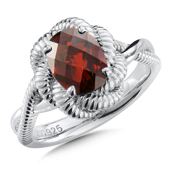 Garnet Ring in Sterling Silver