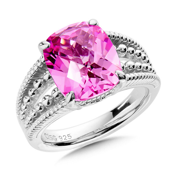 Pink Sapphire Ring in Sterling Silver