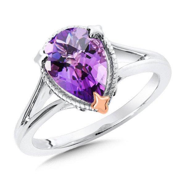 Amethyst Ring in 18k Rose Gold & Sterling Silver