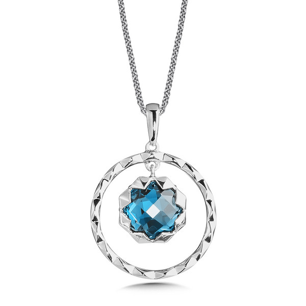 London Blue Topaz Pendant in Sterling Silver