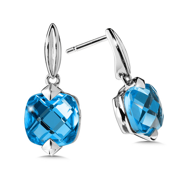 Blue Topaz Earrings in Sterling Silver