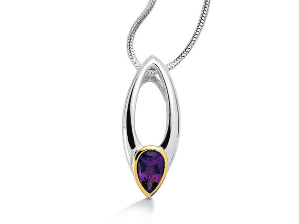 Amethyst Pendant in 18k Gold & Sterling Silver