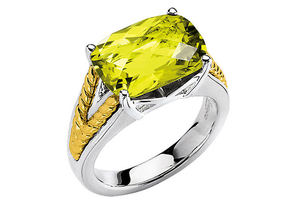 Lemon Quartz Ring in 18k Gold & Sterling Silver