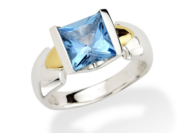 Blue Topaz Ring in 18k Gold & Sterling Silver