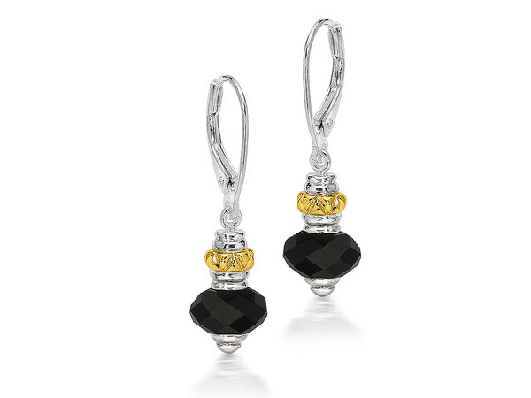 Onyx Earrings in 18k Gold & Sterling Silver