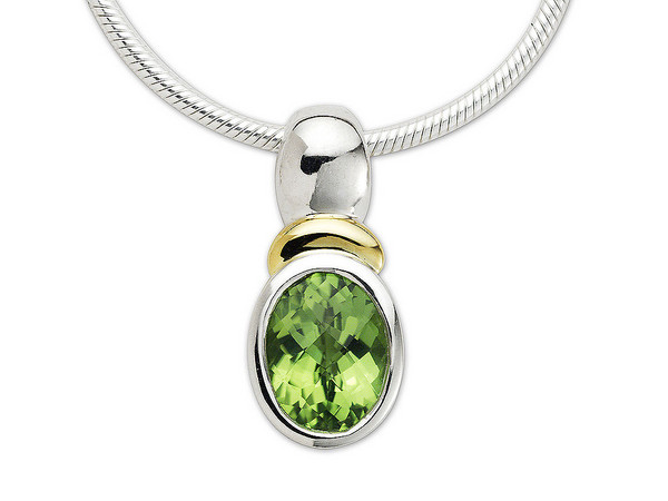 Peridot Pendant in 18k Gold & Sterling Silver