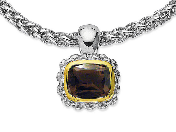 Smoky Quartz Pendant in 18k Gold & Sterling Silver