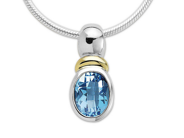 Blue Topaz Pendant in 18k Gold & Sterling Silver