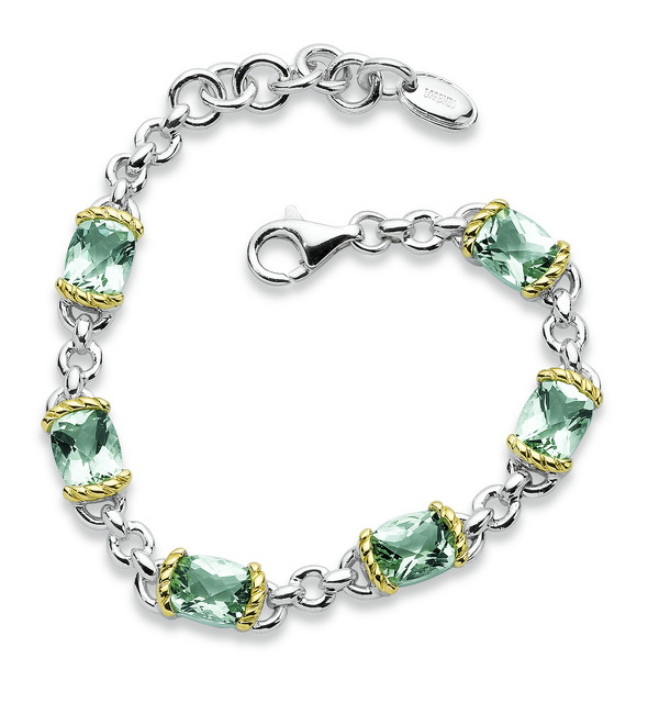 Green Amethyst Bracelet in 18k Gold & Sterling Silver