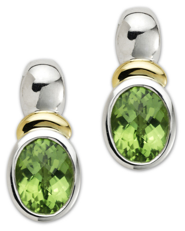 Peridot Earrings in 18k Gold & Sterling Silver