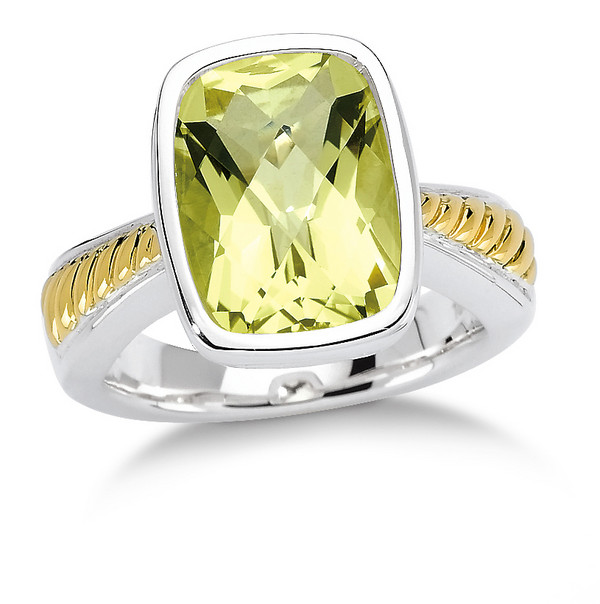 Lemon Quartz Ring in 18k Gold & Sterling Silver