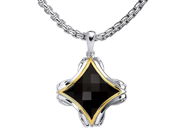 Onyx Pendant in 18k Gold & Sterling Silver