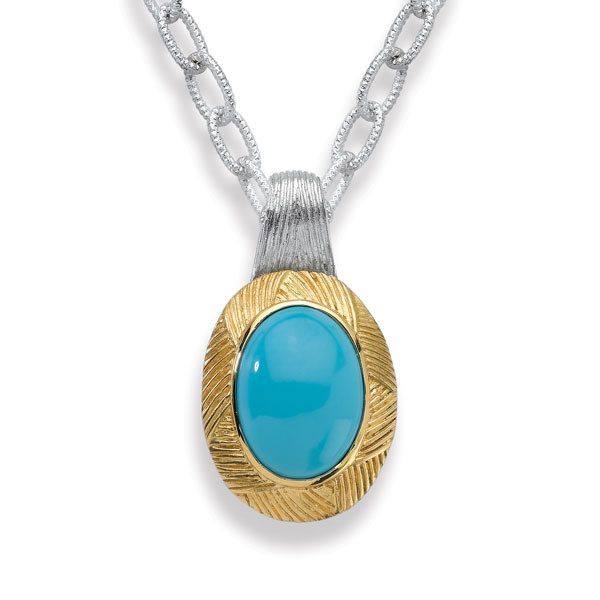 Turquoise Pendant in 18k Gold & Sterling Silver