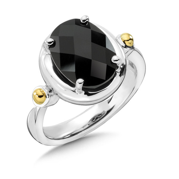 Onyx Ring in 18k Gold & Sterling Silver