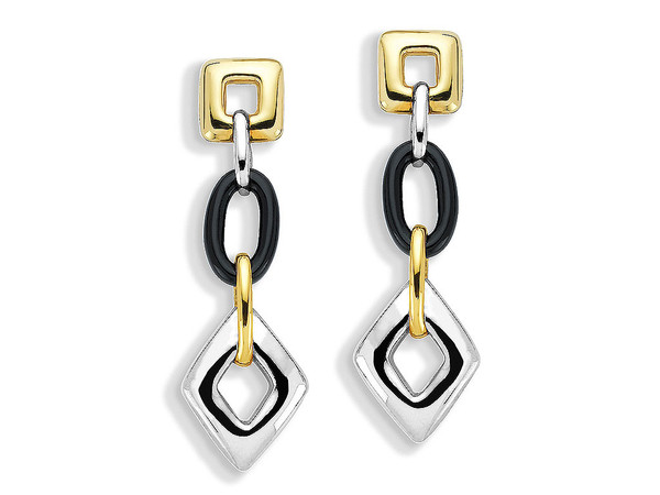 Onyx Earrings in 18k Gold & Sterling Silver