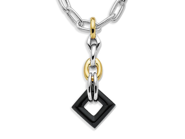 Onyx Pendant in 18k Gold & Sterling Silver