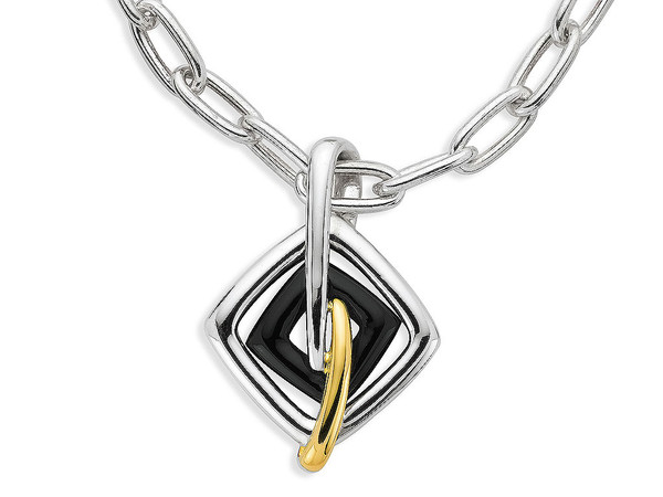 Onyx Pendant in 18k Gold & Sterling Siver