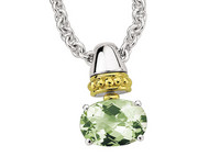 Green Amethyst Pendant in 18k Gold & Sterling Silver