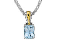 Aquamarine Pendant in 18k Gold & Sterling Silver