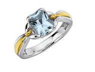 Aquamarine Ring in 18k Gold & Sterling Silver