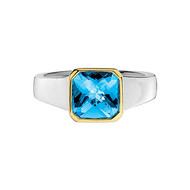 Blue Topaz Ring in 18k Gold & Sterling Silver