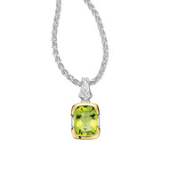 Peridot Pendant in 18k Gold & Sterling Silver