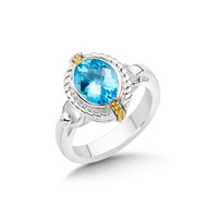 Blue Topaz Ring in 18k Gold & Sterling Silver