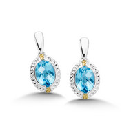 Blue Topaz Earrings in 18k Gold & Sterling Silver