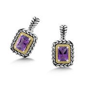 Antiqued Amethyst Earrings in 18k & Sterling Silver