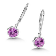 Pink Sapphire Earrings in Sterling Silver