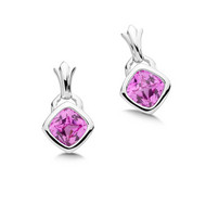 Pink Sapphire Earrings in Sterling Silver