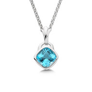 Blue Topaz Pendant in Sterling Silver