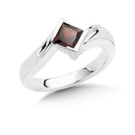 Garnet Ring in Sterling Silver