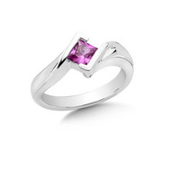 Pink Sapphire Ring in Sterling Silver